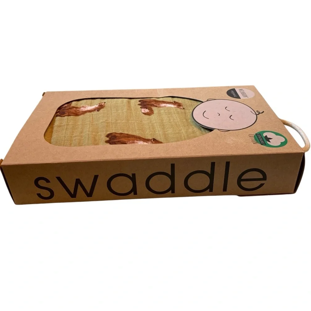 Milkbarn Organic Cotton fox print baby swaddle blanket NEW - Picture 3 of 8